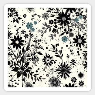Black and White Floral Sticker